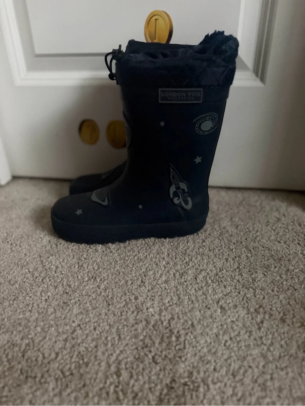Kids Navy Space Rain Boots